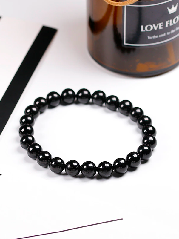 Bracelet de perles d'obsidienne