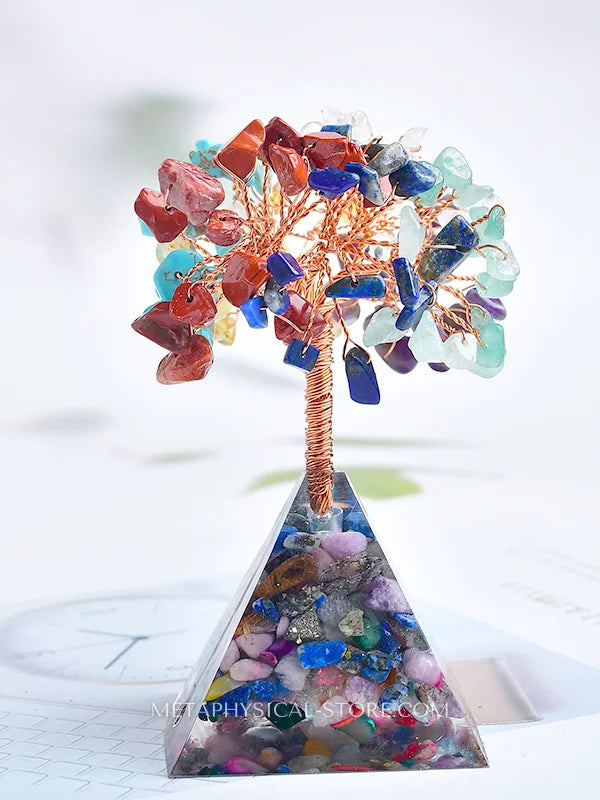 7 Chakra Crystal Tree of Life Orgone Pyramid