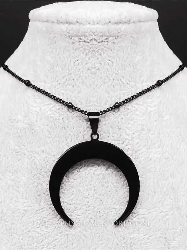 Black Crescent Moon Necklace