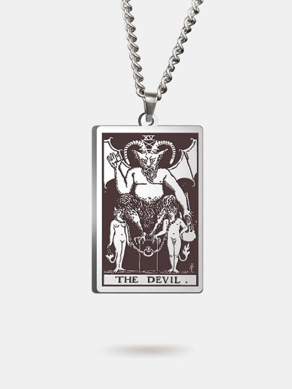 Devil Tarot card necklace