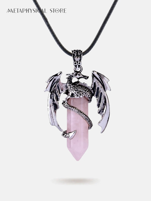 Rose quartz dragon necklace