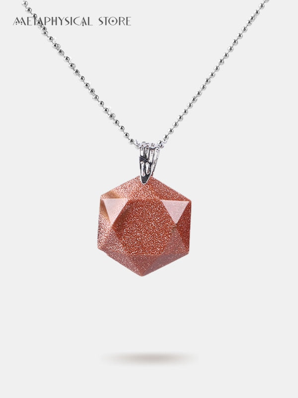 Hexagonal quartz crystal pendant