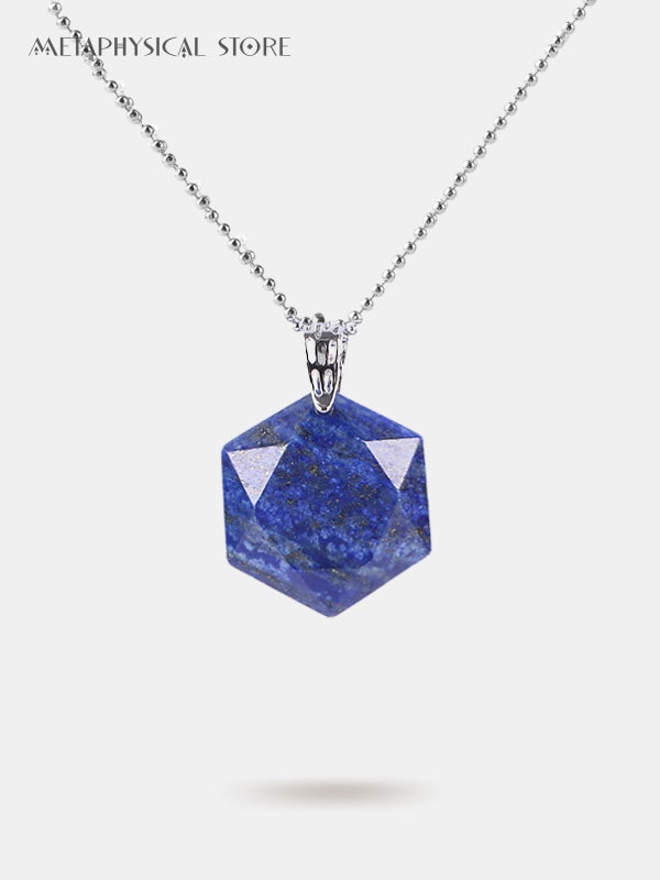 Hexagonal quartz crystal pendant