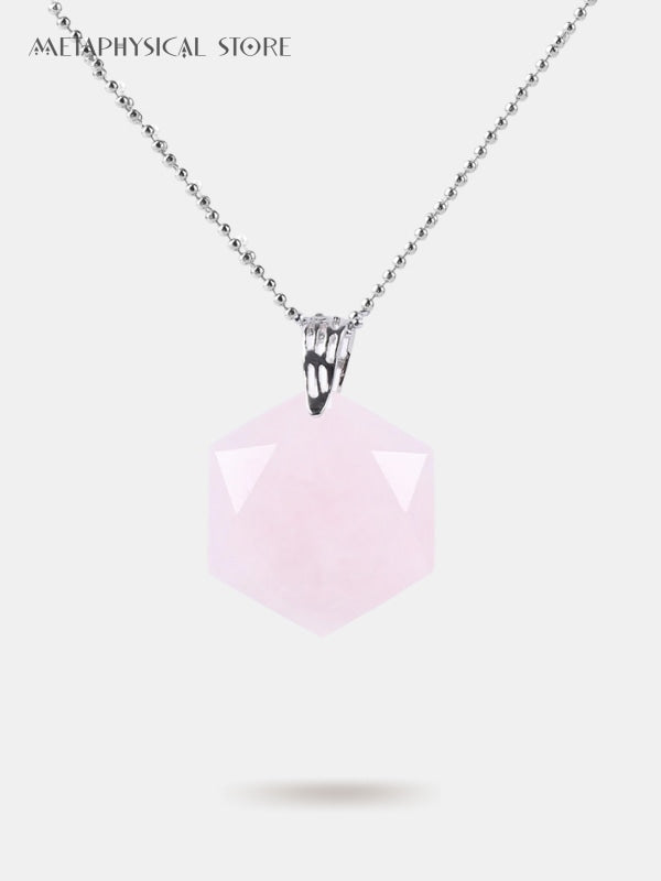 Hexagonal quartz crystal pendant
