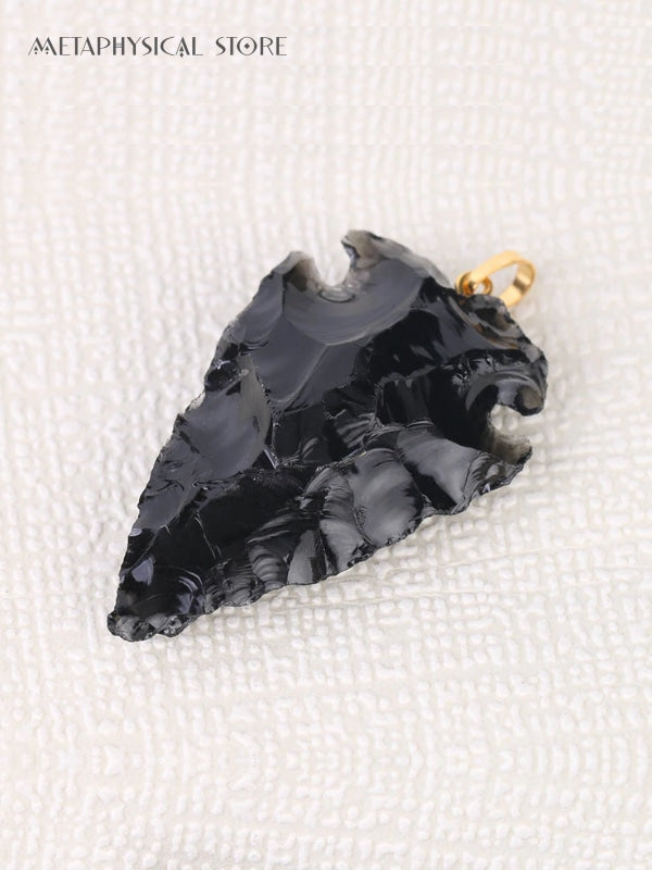 Obsidian arrowhead necklace