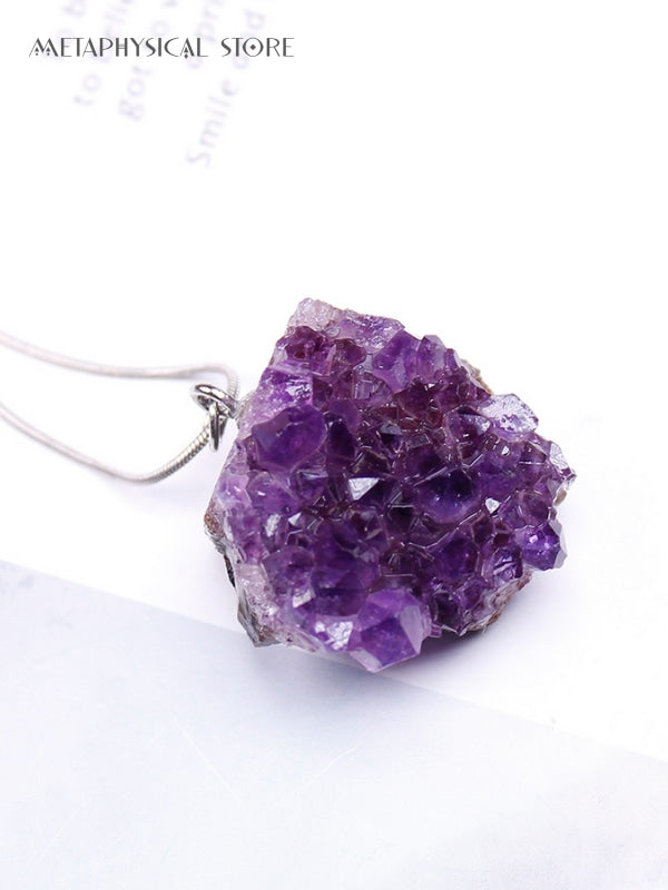 Raw amethyst necklace