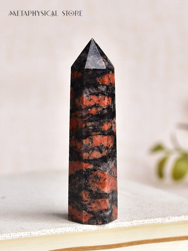 Red labradorite tower