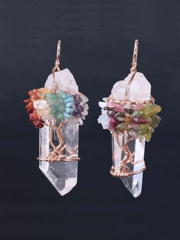 Tree of life crystal stone necklace