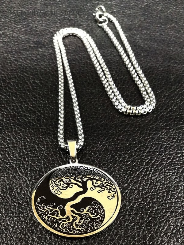 Yin Yang tree of life necklace