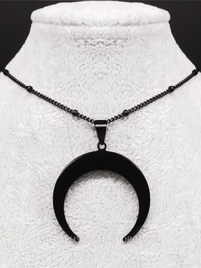 Black Crescent Moon Necklace