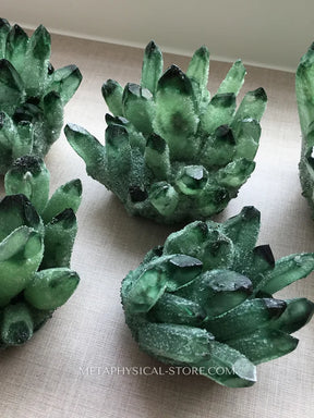 Green Ghost Quartz Crystal Cluster
