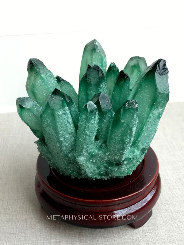 Green Ghost Quartz Crystal Cluster