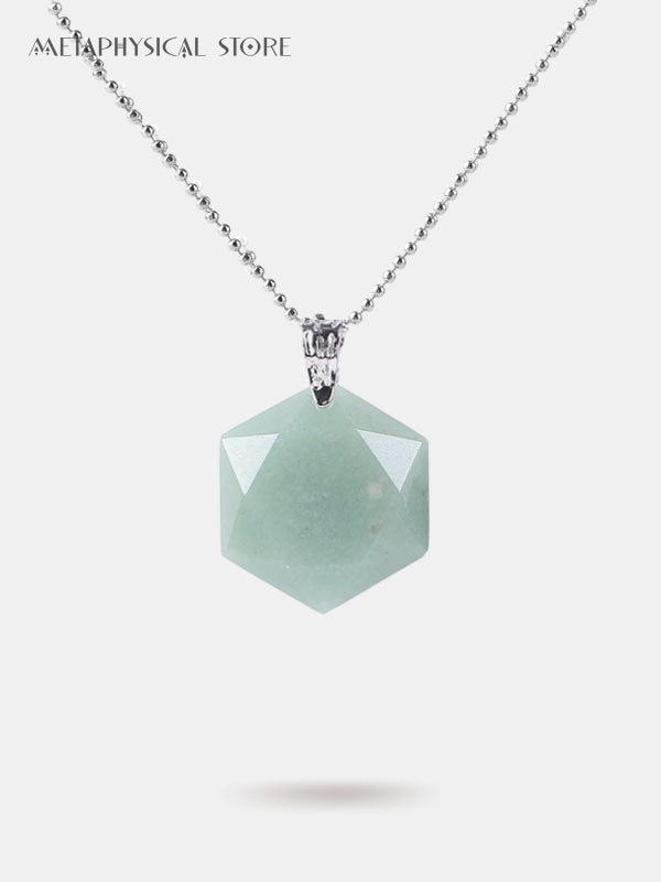 Hexagonal quartz crystal pendant