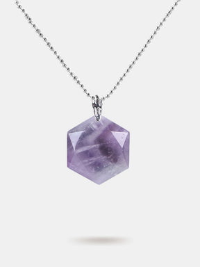 Hexagonal quartz crystal pendant