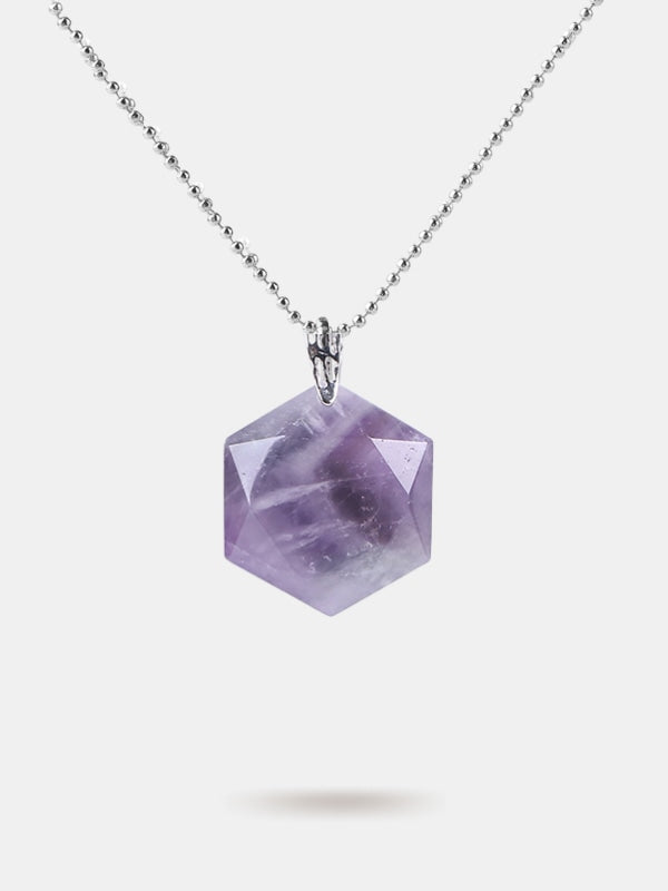 Hexagonal quartz crystal pendant