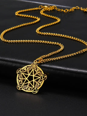 Pentagram five element silver necklace