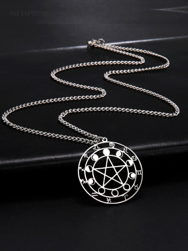 Pentagram zodiac symbols necklace
