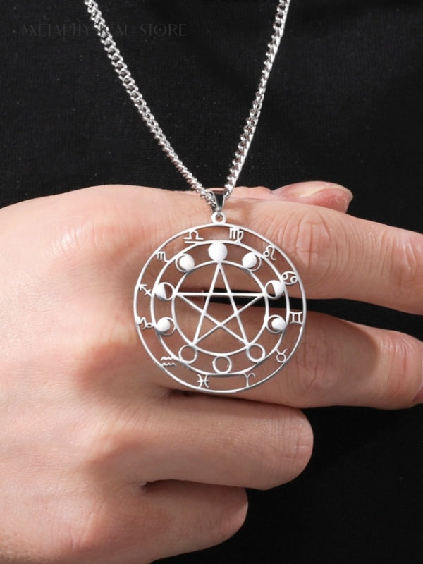 Pentagram zodiac symbols necklace