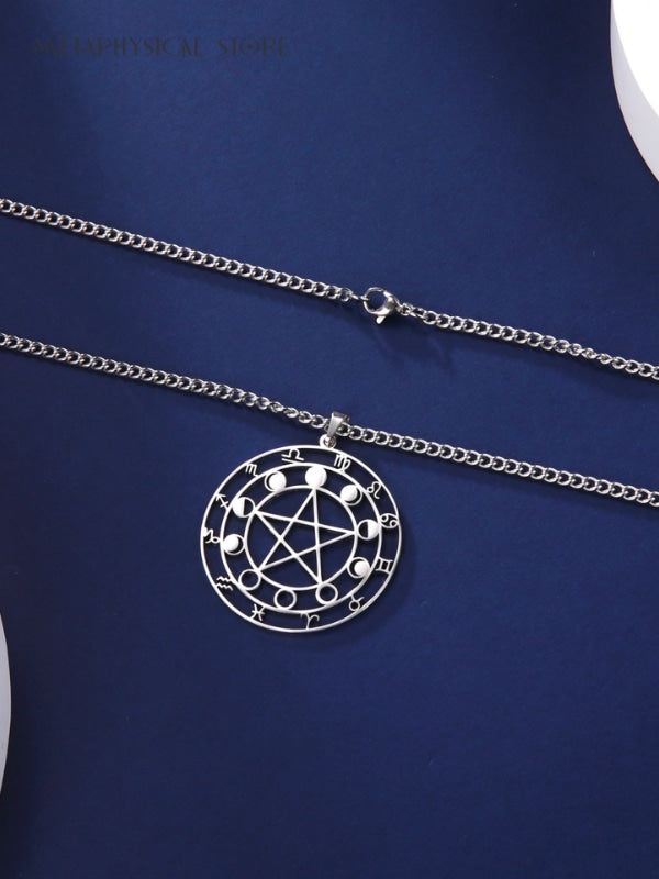Pentagram zodiac symbols necklace