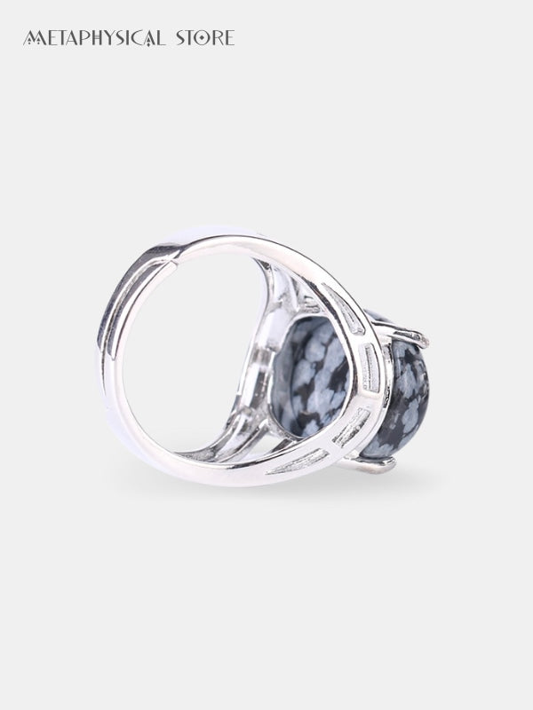 Snowflake obsidian ring