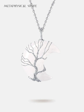 Tree of life crescent moon necklace