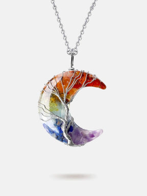 Tree of life crescent moon necklace