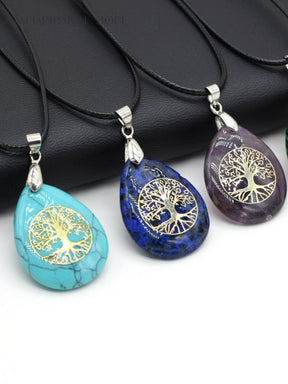 Tree of life gem necklace