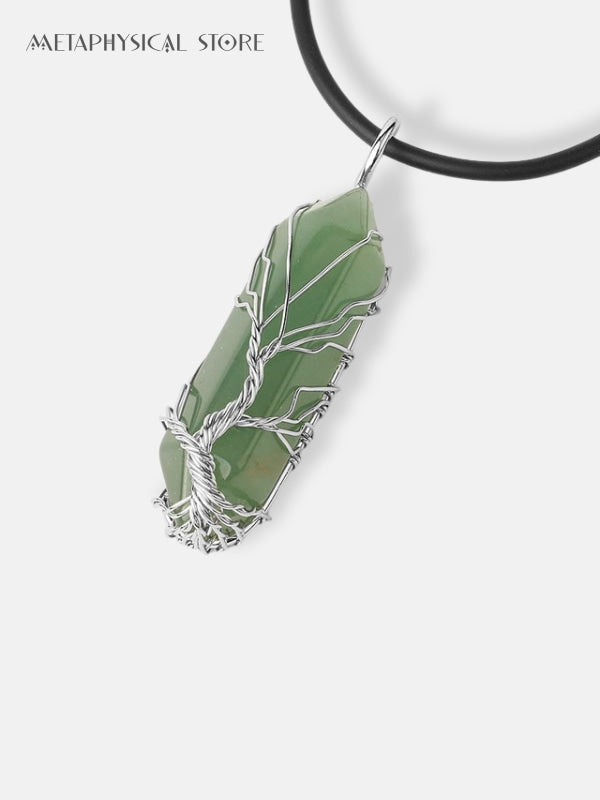 Tree of life aventurine gemstone necklace